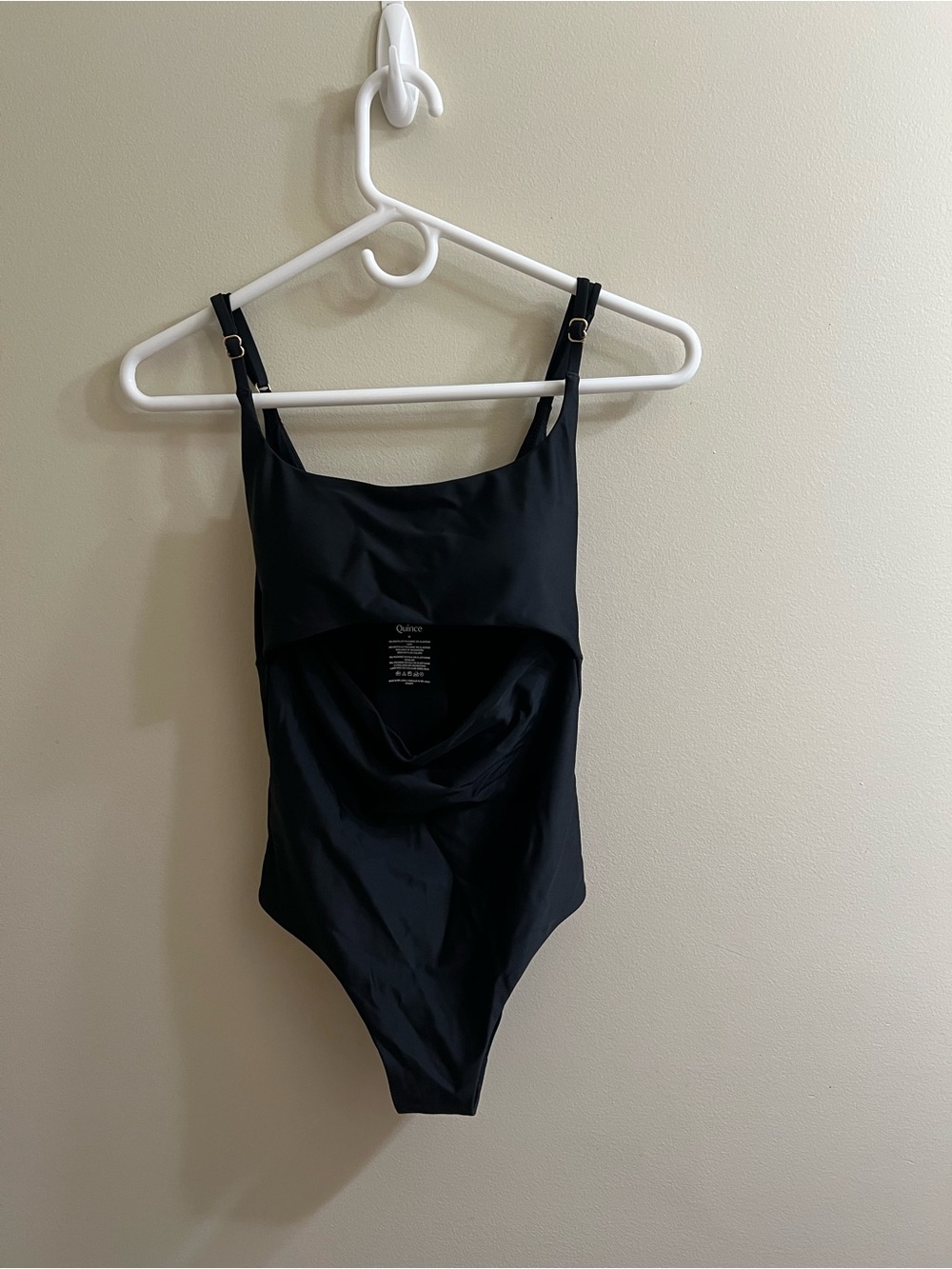 Quince Italian Cut Out One Piece Swimsuit Size Medium Black NWT